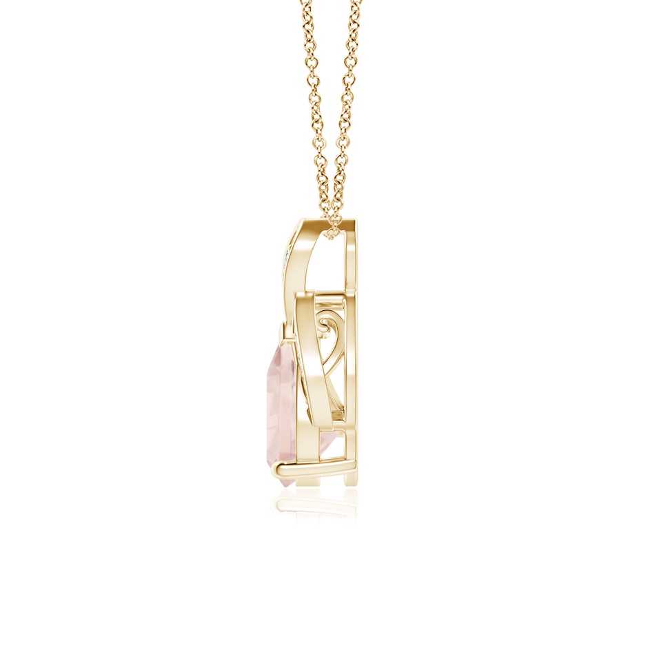 8x6mm A Solitaire Pear-Shaped Morganite Flame Pendant in Yellow Gold side-1
