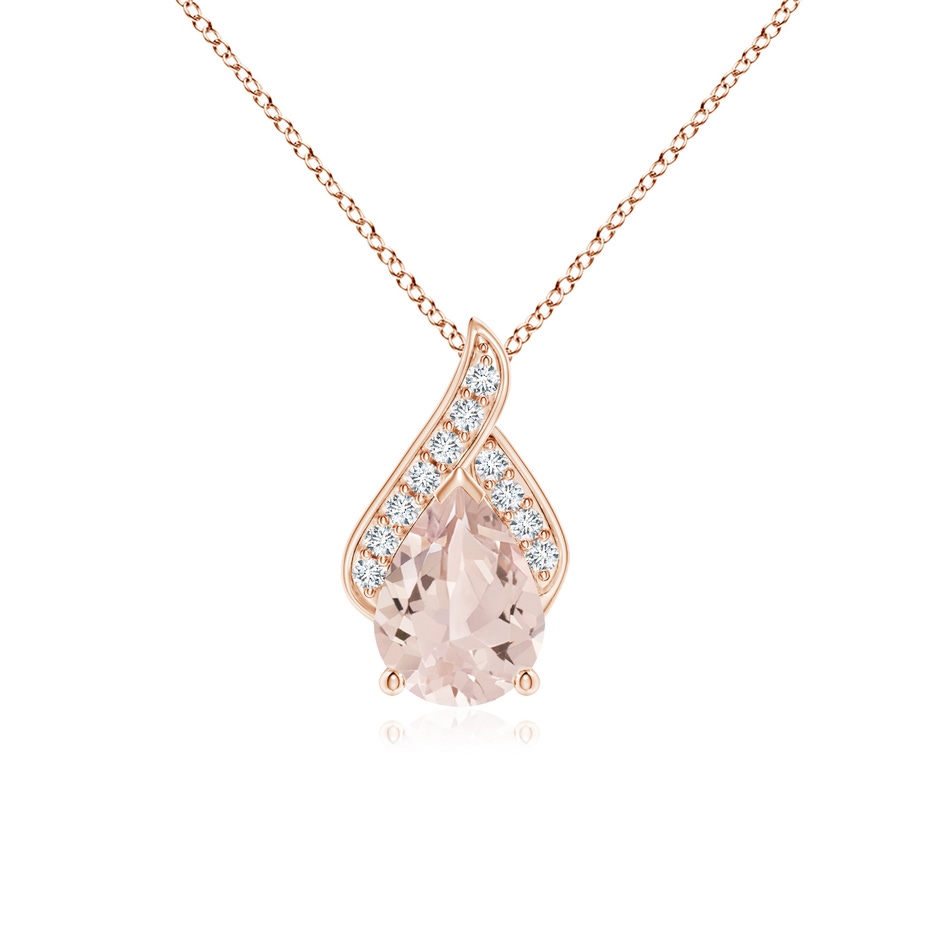 8x6mm AA Solitaire Pear-Shaped Morganite Flame Pendant in Rose Gold 