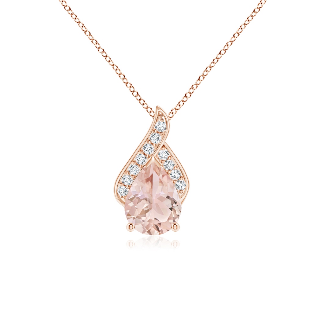 8x6mm AAA Solitaire Pear-Shaped Morganite Flame Pendant in Rose Gold