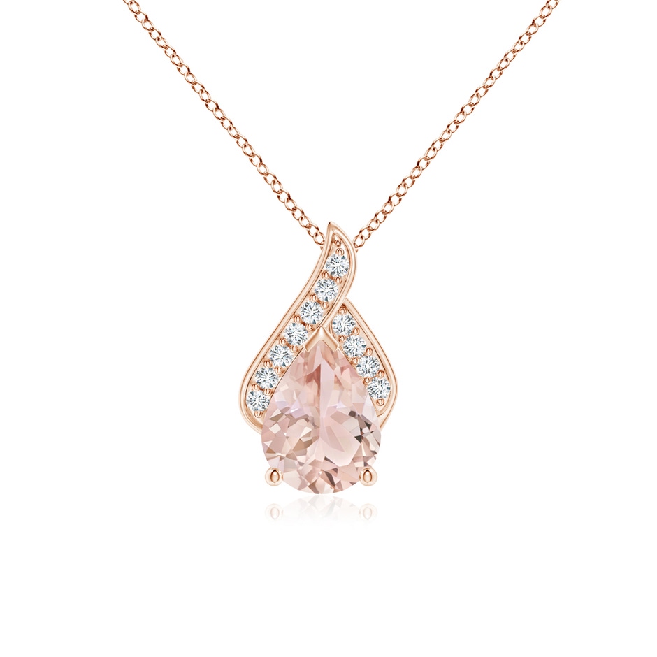 8x6mm AAA Solitaire Pear-Shaped Morganite Flame Pendant in Rose Gold 