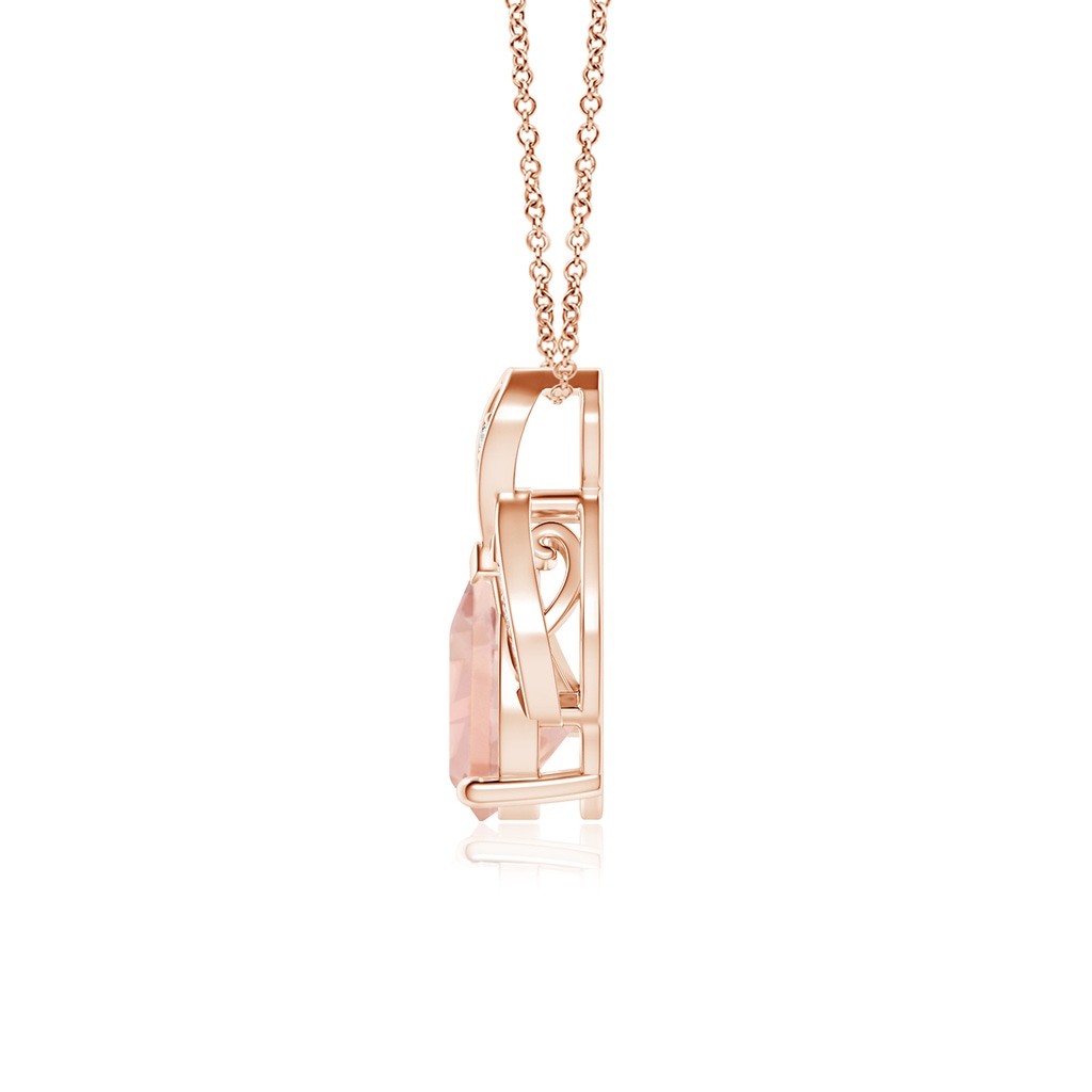 8x6mm AAA Solitaire Pear-Shaped Morganite Flame Pendant in Rose Gold Side-1