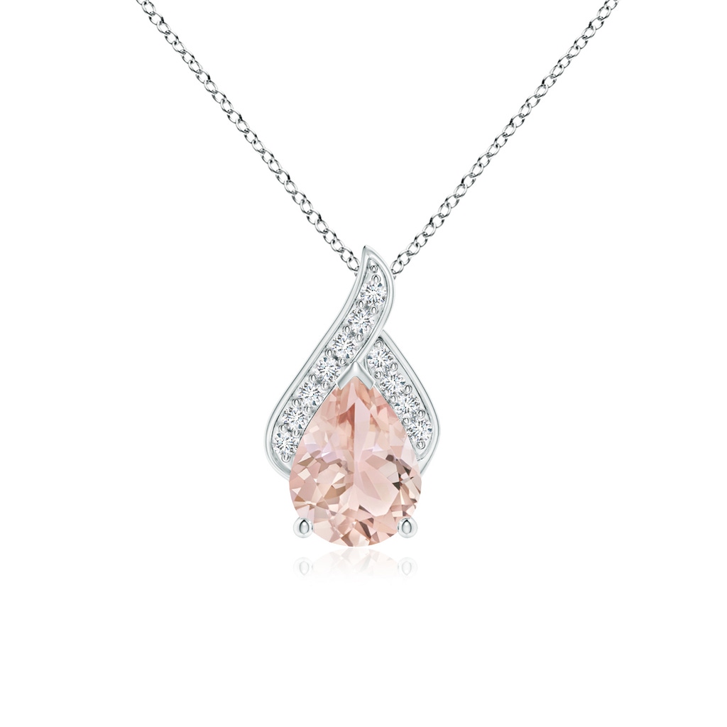 8x6mm AAA Solitaire Pear-Shaped Morganite Flame Pendant in White Gold