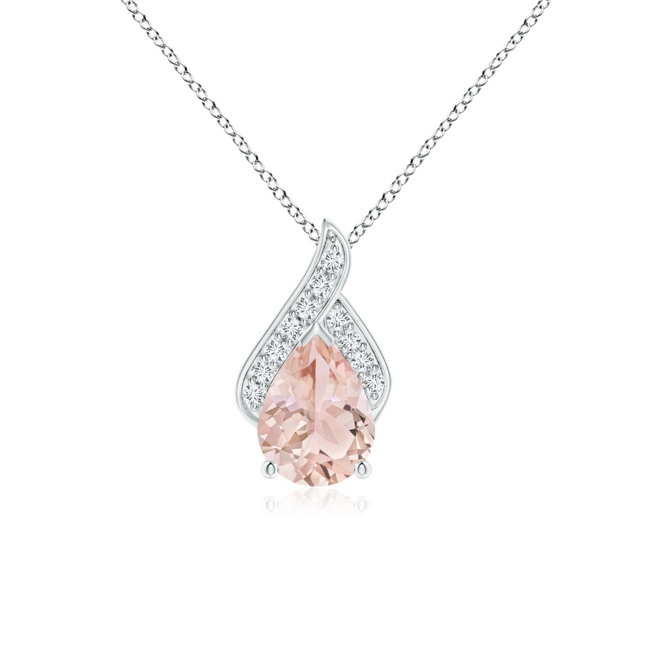 8x6mm AAA Solitaire Pear-Shaped Morganite Flame Pendant in White Gold 