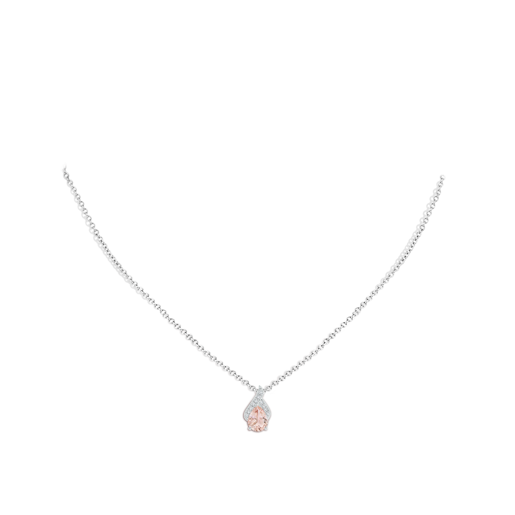 8x6mm AAA Solitaire Pear-Shaped Morganite Flame Pendant in White Gold Body-Neck