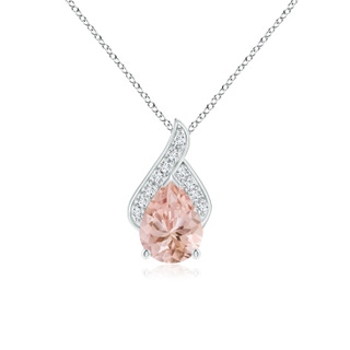 8x6mm AAAA Solitaire Pear-Shaped Morganite Flame Pendant in P950 Platinum