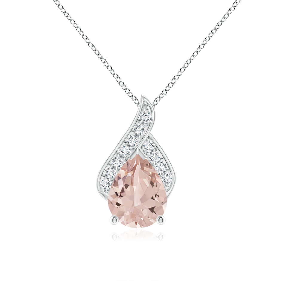 9x7mm AA Solitaire Pear-Shaped Morganite Flame Pendant in White Gold 