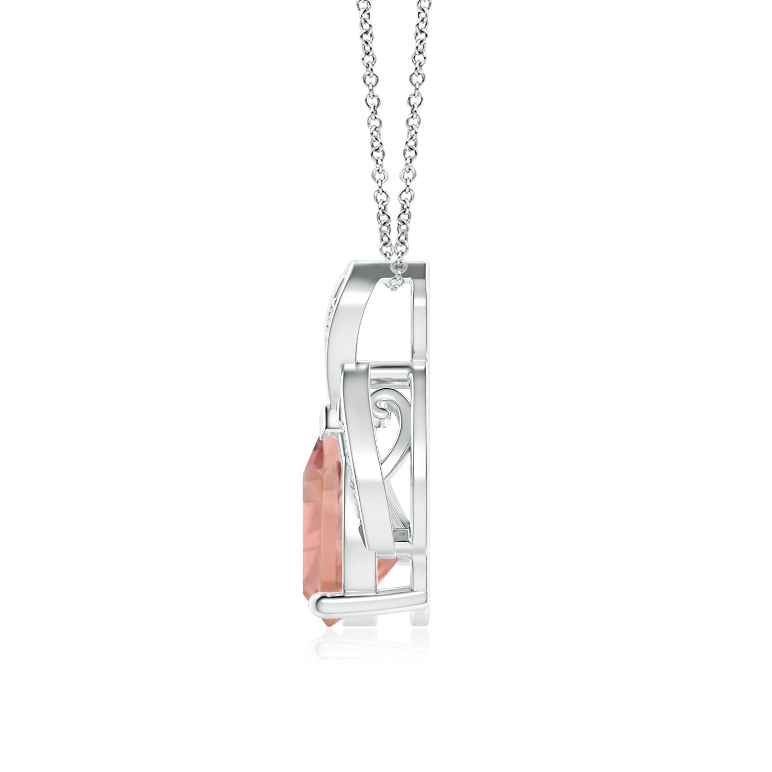 9x7mm AAAA Solitaire Pear-Shaped Morganite Flame Pendant in P950 Platinum
