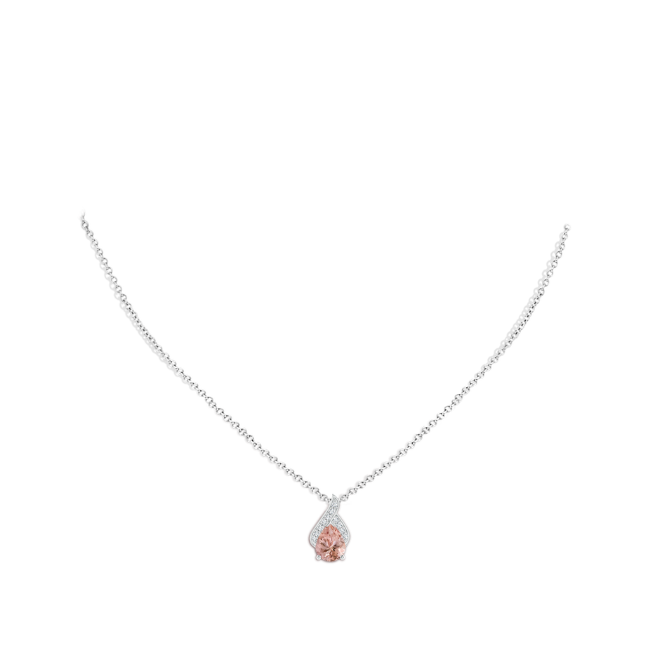 9x7mm AAAA Solitaire Pear-Shaped Morganite Flame Pendant in P950 Platinum body-neck