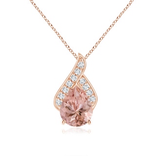 9x7mm AAAA Solitaire Pear-Shaped Morganite Flame Pendant in Rose Gold