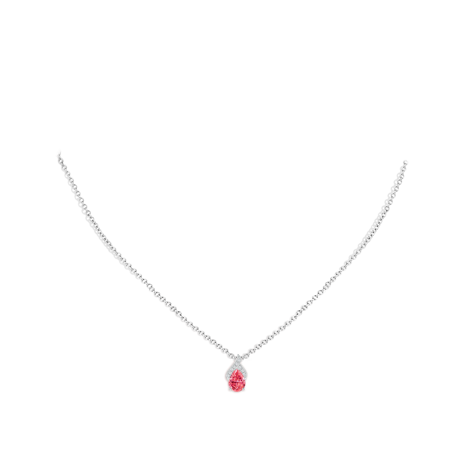 7x5mm AAAA Solitaire Pear-Shaped Fancy Intense Pink Diamond Flame Pendant in White Gold pen