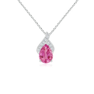 7x5mm AAA Solitaire Pear-Shaped Pink Sapphire Flame Pendant in White Gold