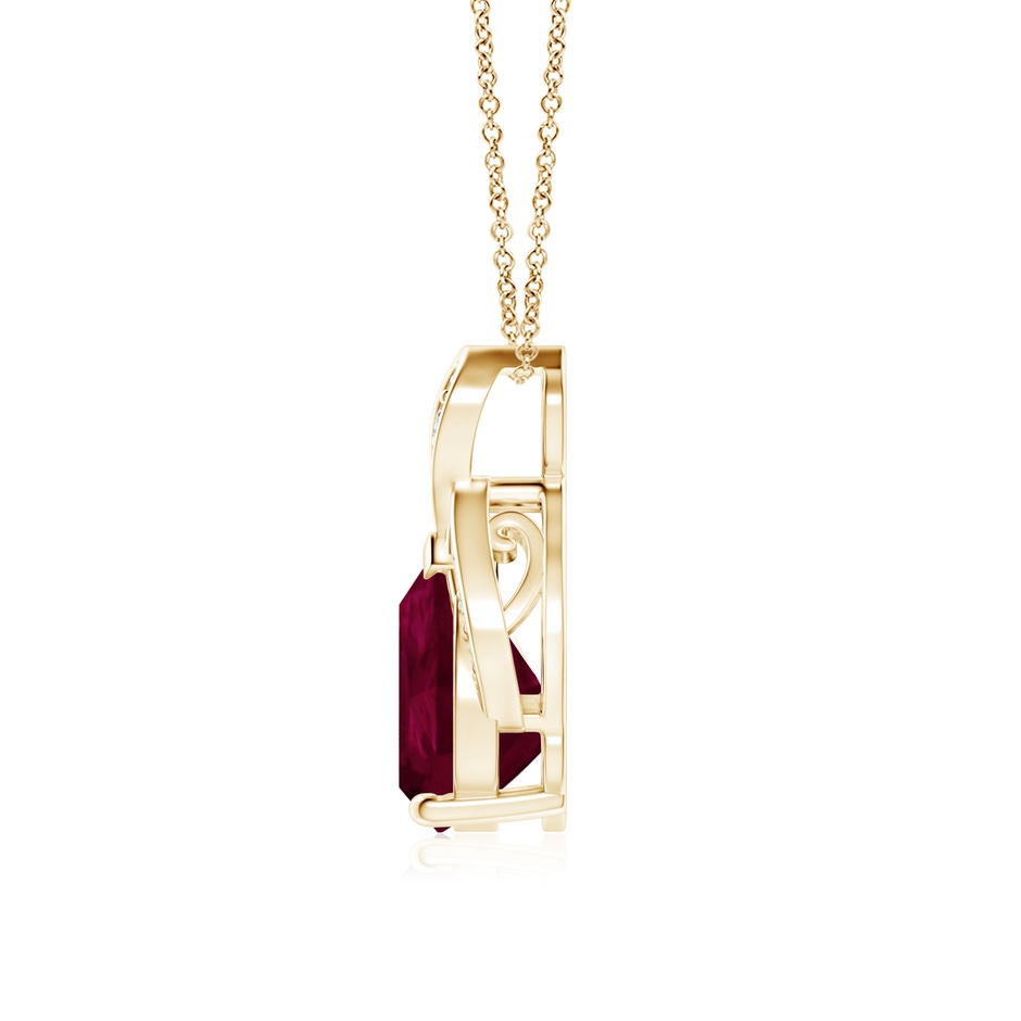 10x8mm A Solitaire Pear-Shaped Ruby Flame Pendant in Yellow Gold side 199