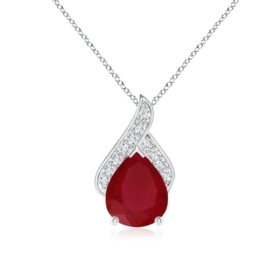 10x8mm AA Solitaire Pear-Shaped Ruby Flame Pendant in P950 Platinum 