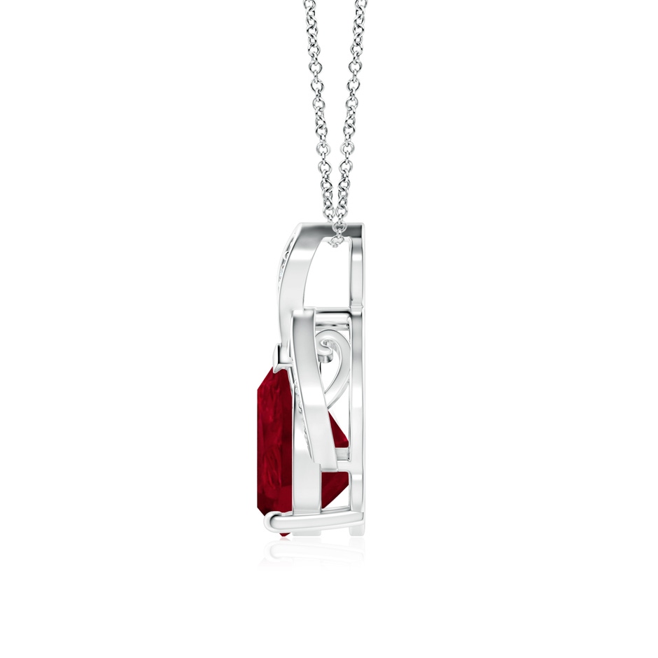 10x8mm AA Solitaire Pear-Shaped Ruby Flame Pendant in P950 Platinum side 199