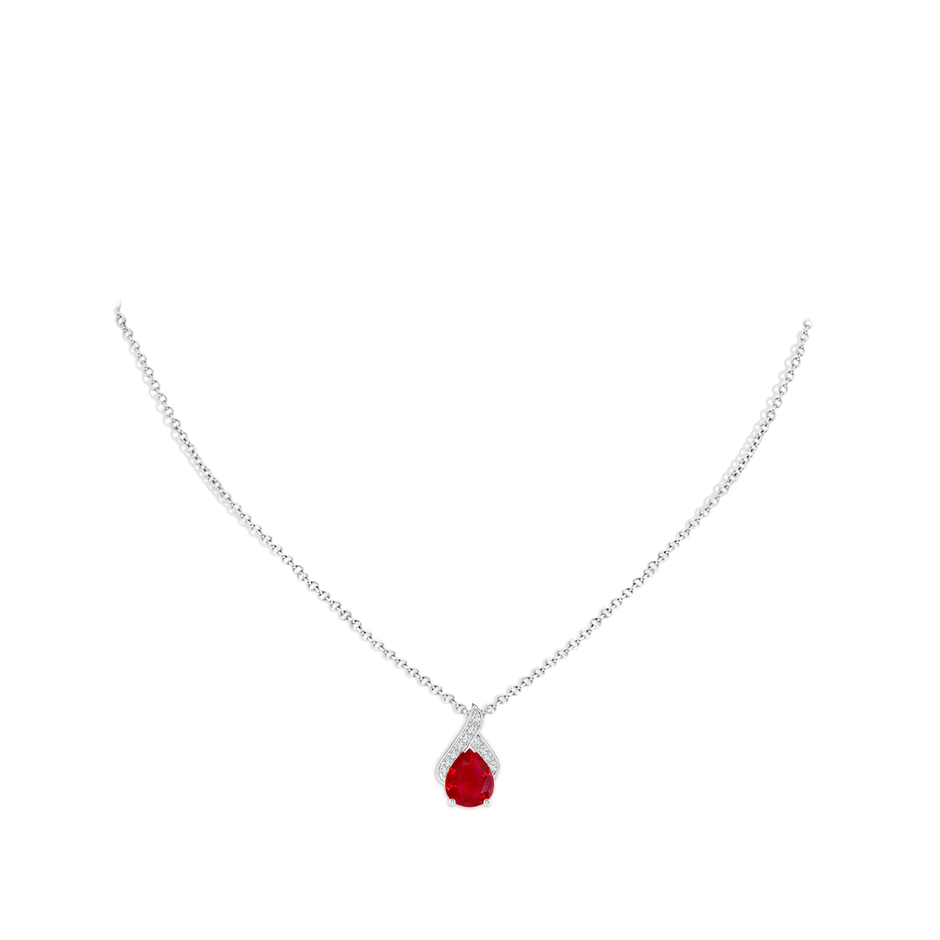 10x8mm AAA Solitaire Pear-Shaped Ruby Flame Pendant in P950 Platinum pen