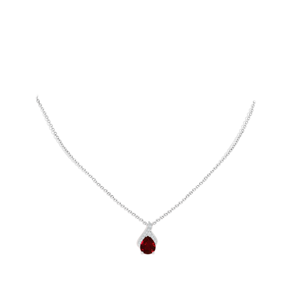 10x8mm AAAA Solitaire Pear-Shaped Ruby Flame Pendant in P950 Platinum pen