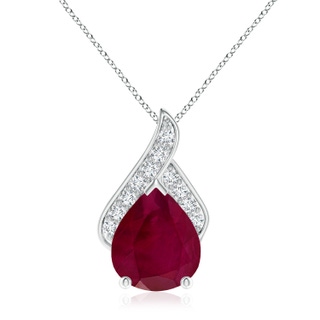 12x10mm A Solitaire Pear-Shaped Ruby Flame Pendant in P950 Platinum