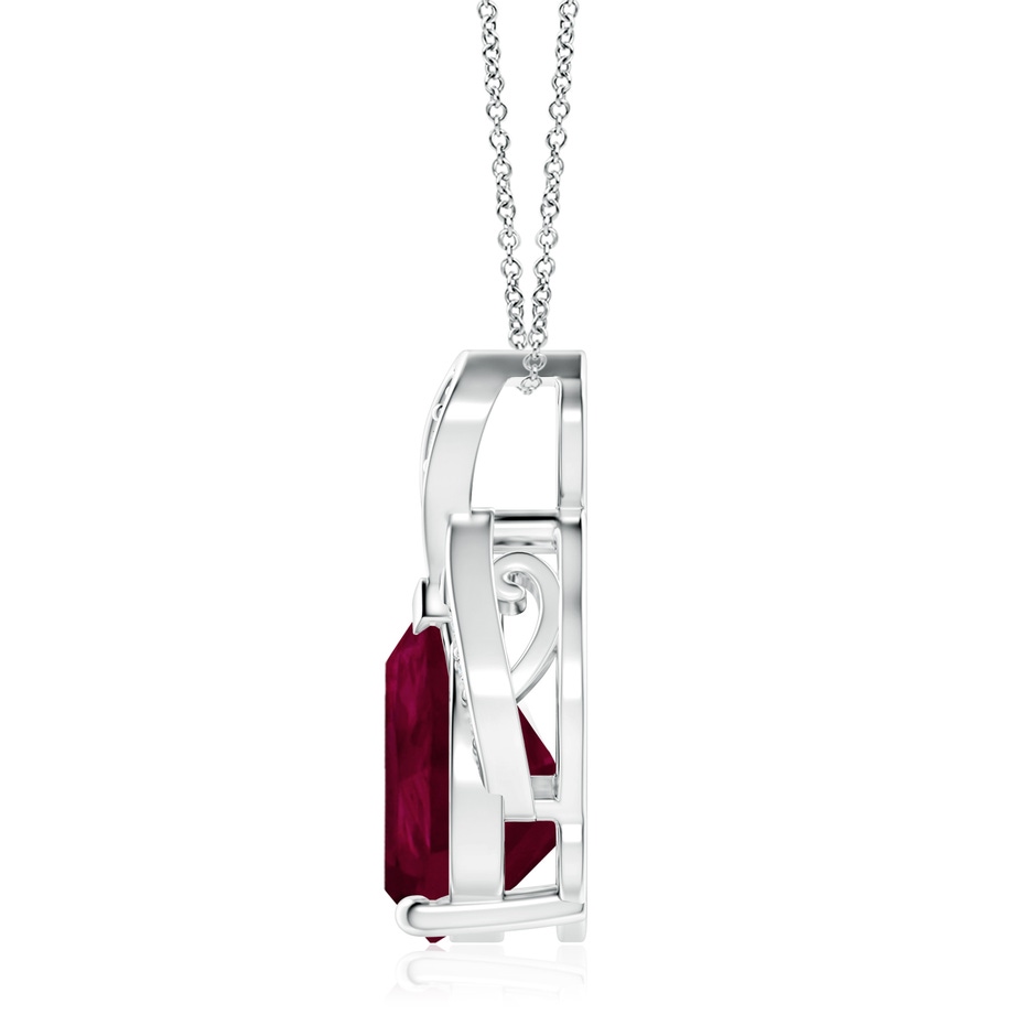 12x10mm A Solitaire Pear-Shaped Ruby Flame Pendant in P950 Platinum side 199