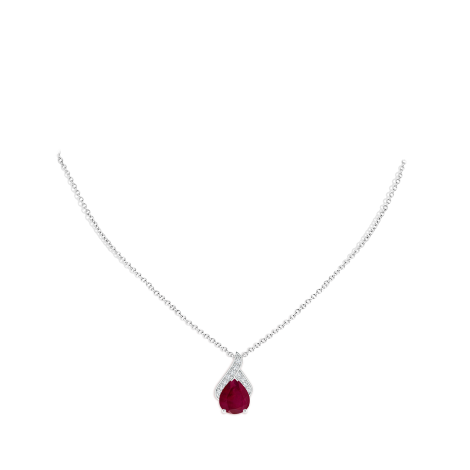 12x10mm A Solitaire Pear-Shaped Ruby Flame Pendant in P950 Platinum pen