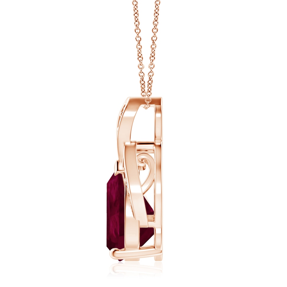 12x10mm A Solitaire Pear-Shaped Ruby Flame Pendant in Rose Gold side 199