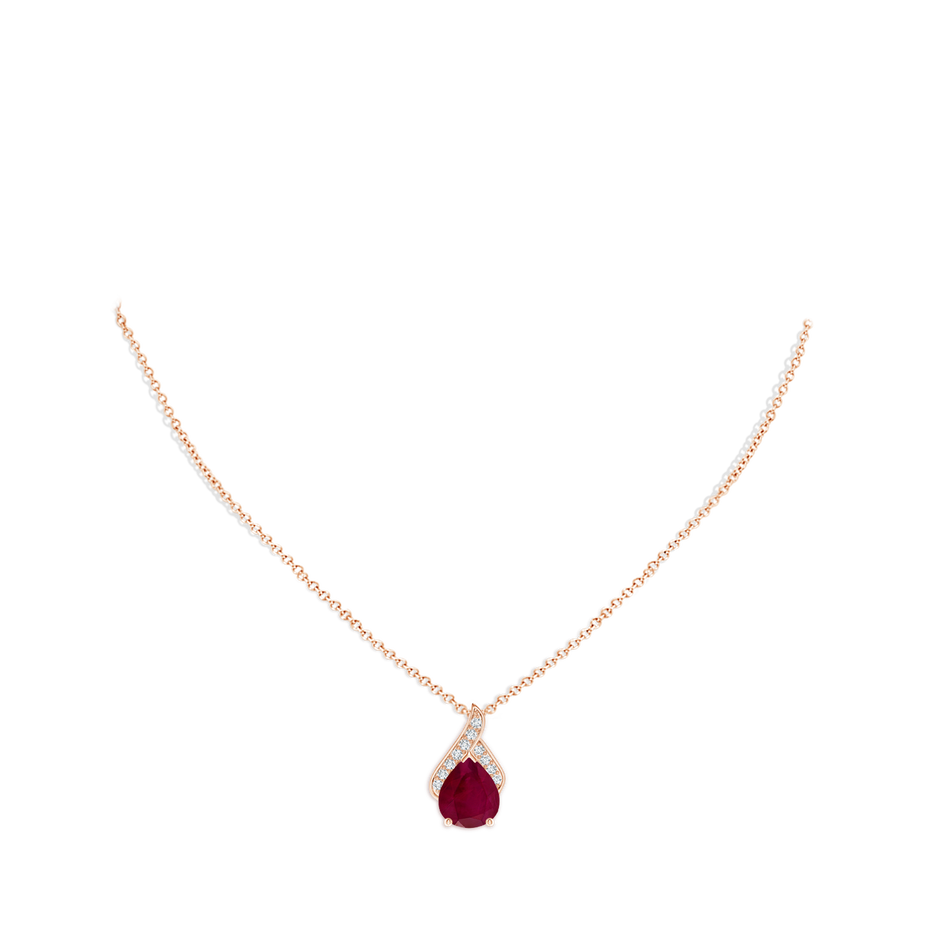 12x10mm A Solitaire Pear-Shaped Ruby Flame Pendant in Rose Gold pen