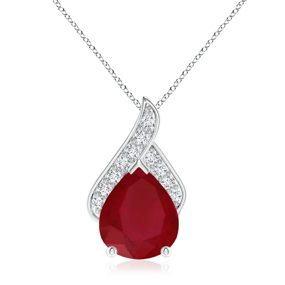 12x10mm AA Solitaire Pear-Shaped Ruby Flame Pendant in P950 Platinum 
