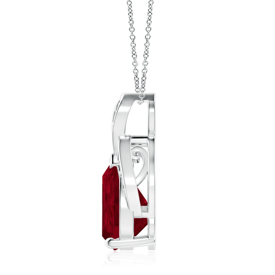 12x10mm AA Solitaire Pear-Shaped Ruby Flame Pendant in P950 Platinum side 199