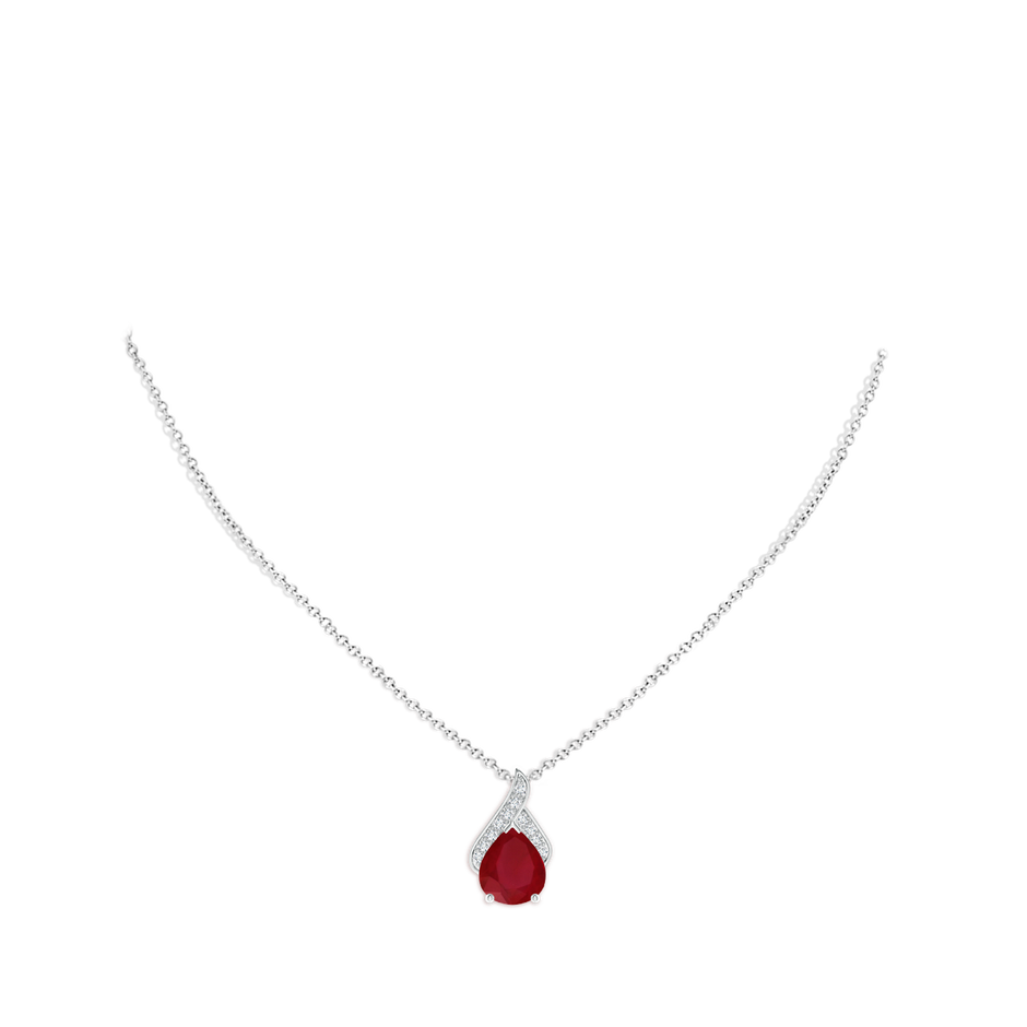 12x10mm AA Solitaire Pear-Shaped Ruby Flame Pendant in P950 Platinum pen