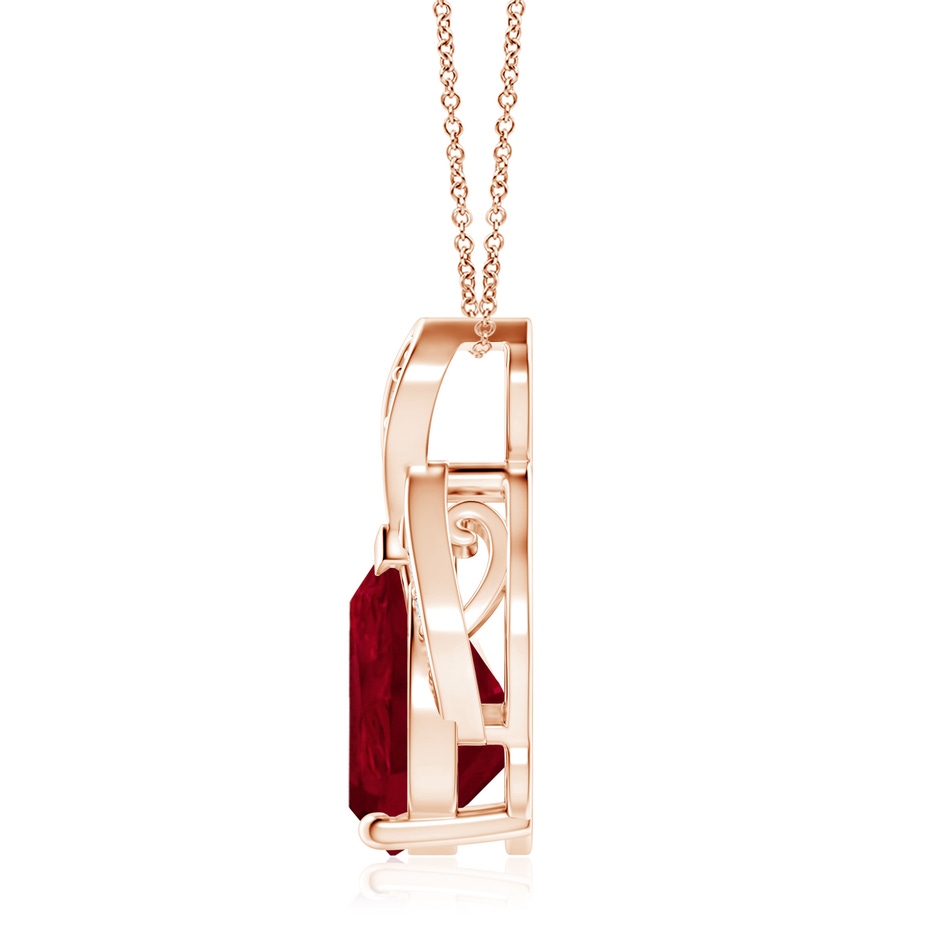 12x10mm AA Solitaire Pear-Shaped Ruby Flame Pendant in Rose Gold side 199