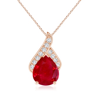 12x10mm AAA Solitaire Pear-Shaped Ruby Flame Pendant in 10K Rose Gold