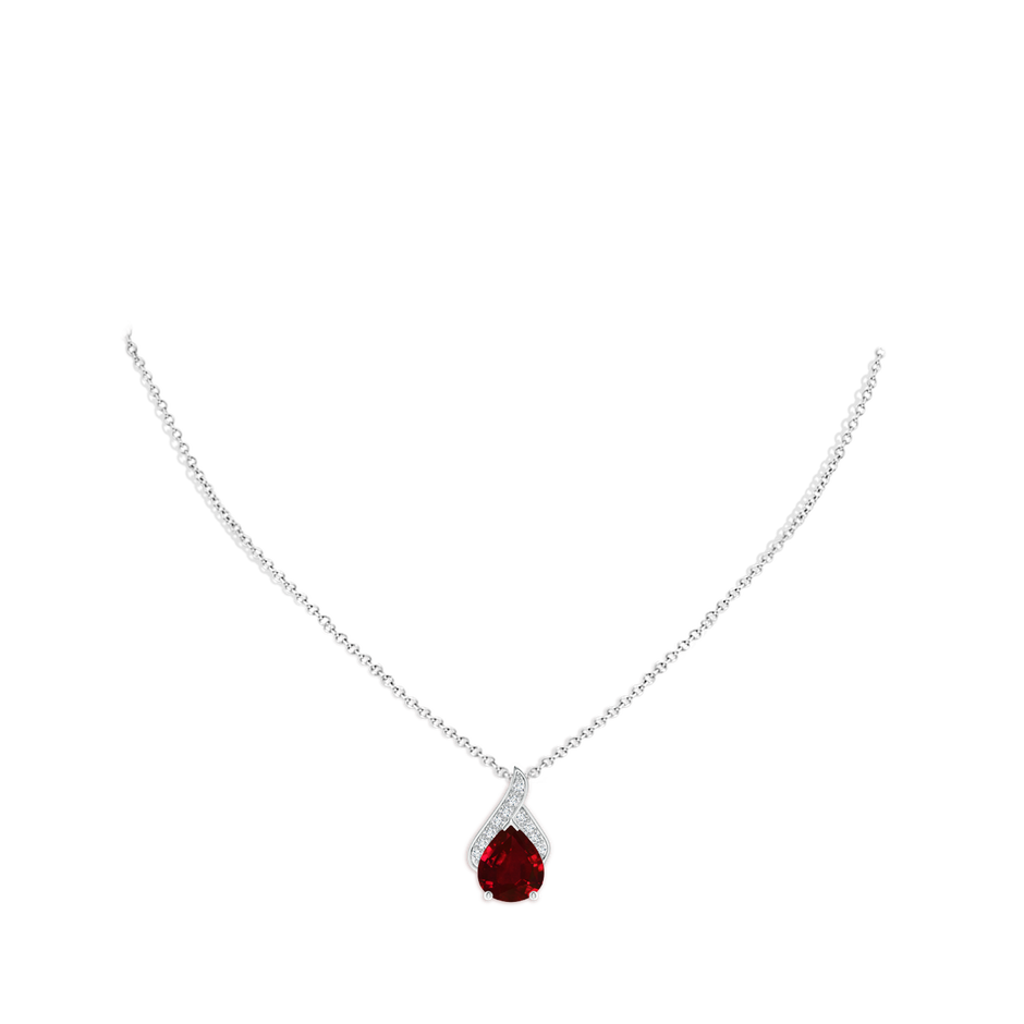 12x10mm AAAA Solitaire Pear-Shaped Ruby Flame Pendant in P950 Platinum pen