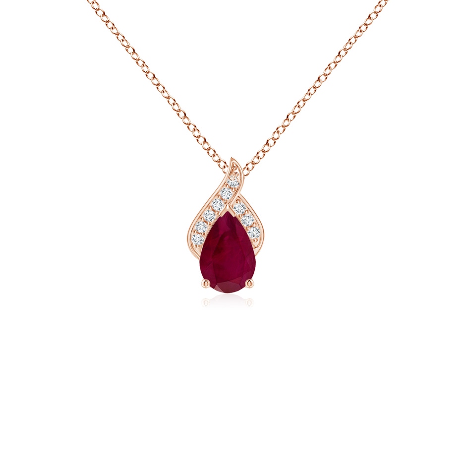 6x4mm A Solitaire Pear-Shaped Ruby Flame Pendant in Rose Gold 
