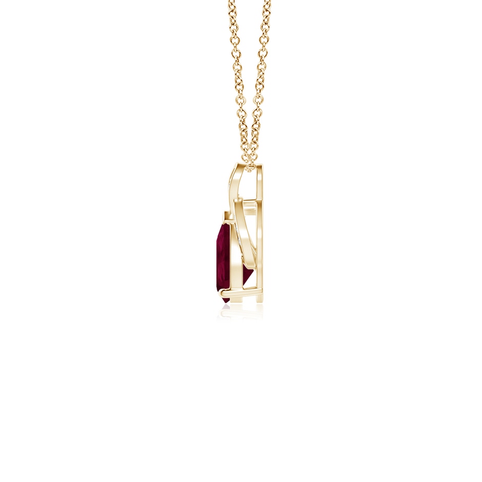 6x4mm A Solitaire Pear-Shaped Ruby Flame Pendant in Yellow Gold side 199