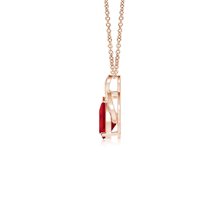 6x4mm AAA Solitaire Pear-Shaped Ruby Flame Pendant in Rose Gold side 199