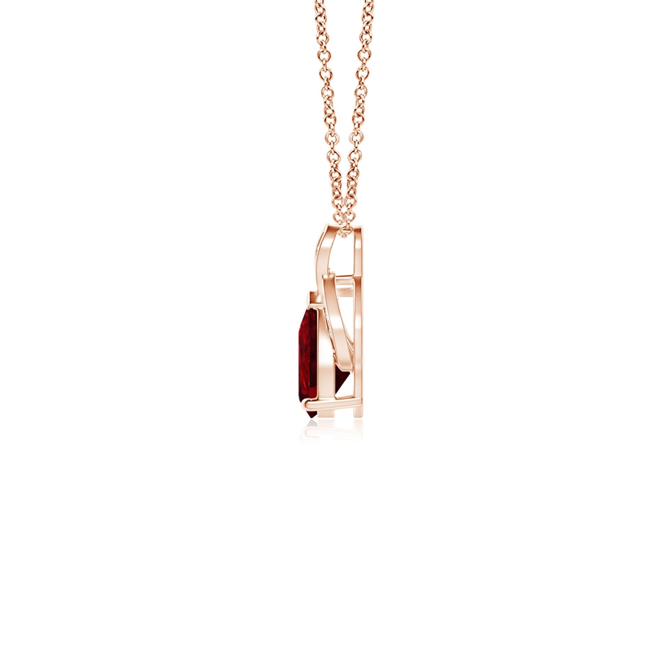 6x4mm AAAA Solitaire Pear-Shaped Ruby Flame Pendant in 9K Rose Gold side 199