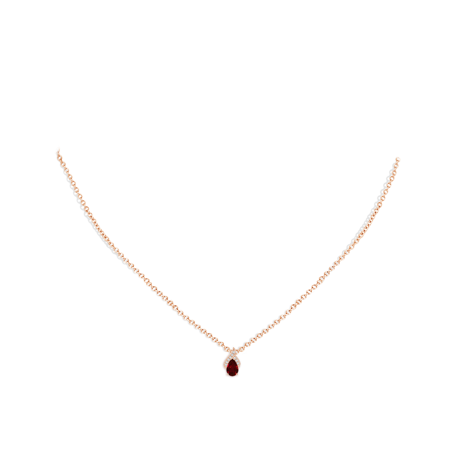6x4mm AAAA Solitaire Pear-Shaped Ruby Flame Pendant in 9K Rose Gold pen