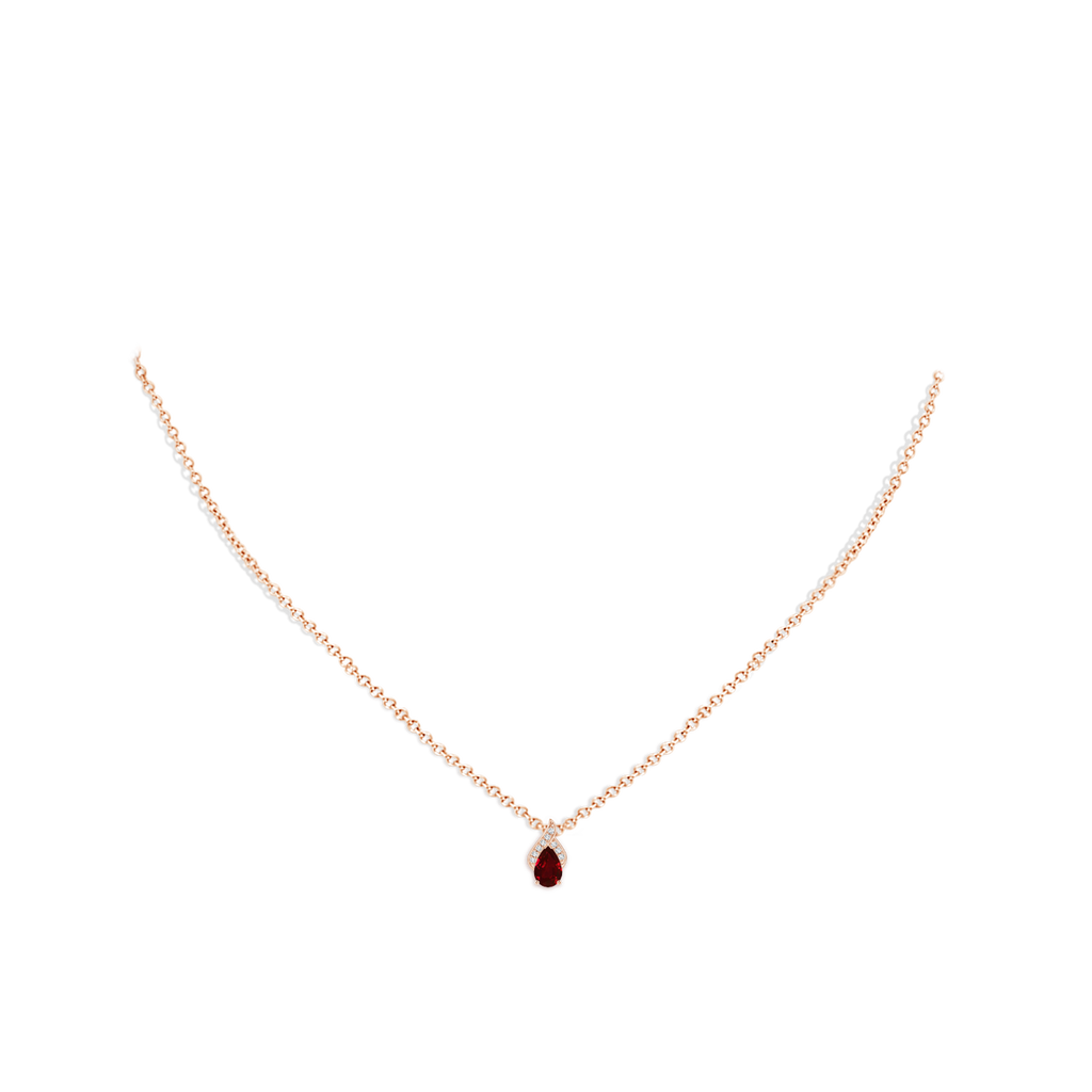 6x4mm AAAA Solitaire Pear-Shaped Ruby Flame Pendant in Rose Gold pen
