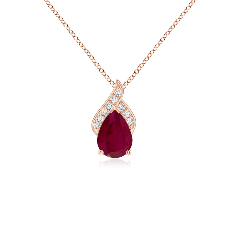 7x5mm A Solitaire Pear-Shaped Ruby Flame Pendant in Rose Gold 