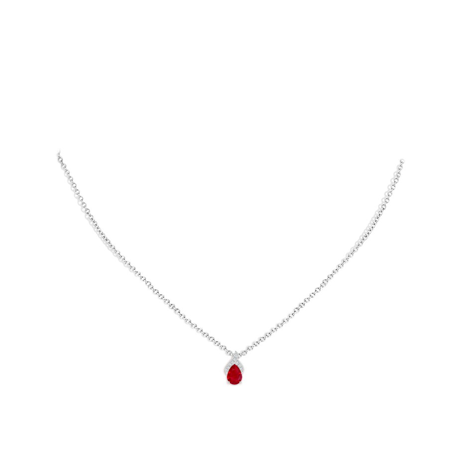 7x5mm AAA Solitaire Pear-Shaped Ruby Flame Pendant in P950 Platinum pen