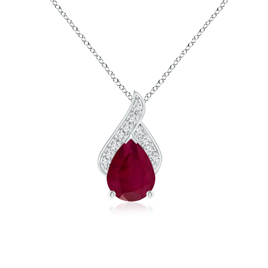 8x6mm A Solitaire Pear-Shaped Ruby Flame Pendant in P950 Platinum 