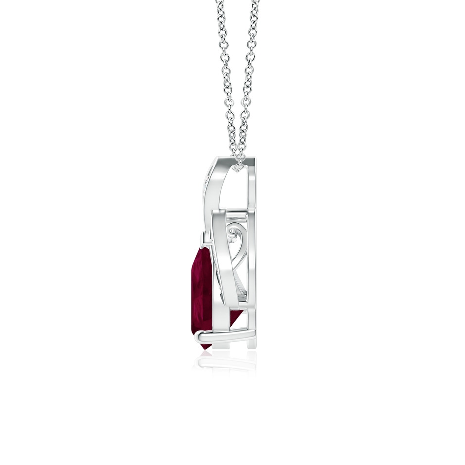 8x6mm A Solitaire Pear-Shaped Ruby Flame Pendant in P950 Platinum side 199