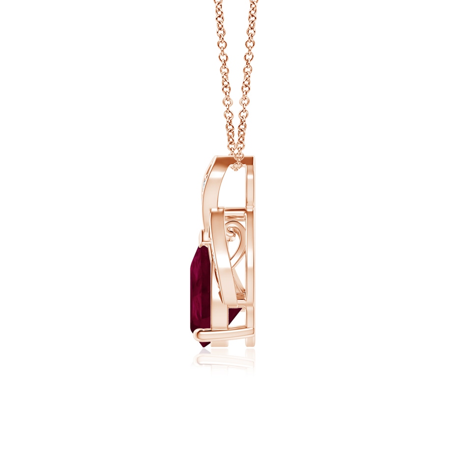 8x6mm A Solitaire Pear-Shaped Ruby Flame Pendant in Rose Gold side 199