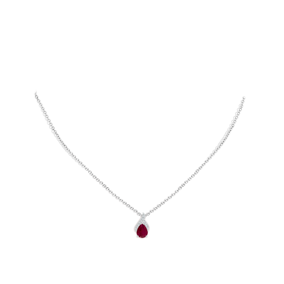 8x6mm A Solitaire Pear-Shaped Ruby Flame Pendant in White Gold pen