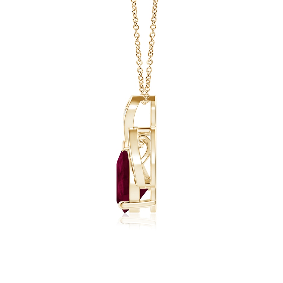 8x6mm A Solitaire Pear-Shaped Ruby Flame Pendant in Yellow Gold side 199