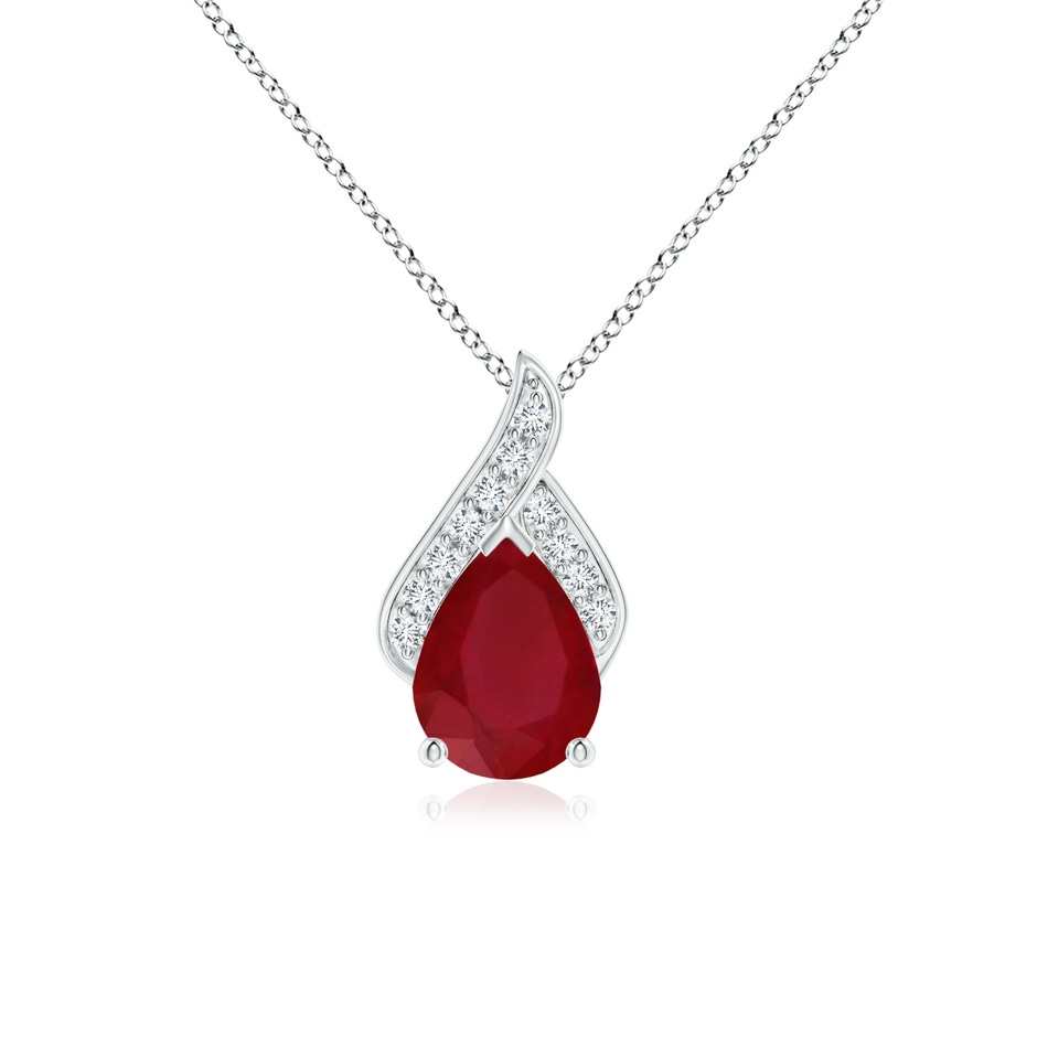 8x6mm AA Solitaire Pear-Shaped Ruby Flame Pendant in White Gold 
