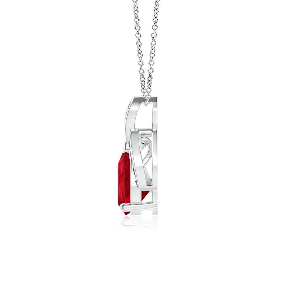 8x6mm AAA Solitaire Pear-Shaped Ruby Flame Pendant in P950 Platinum side 199
