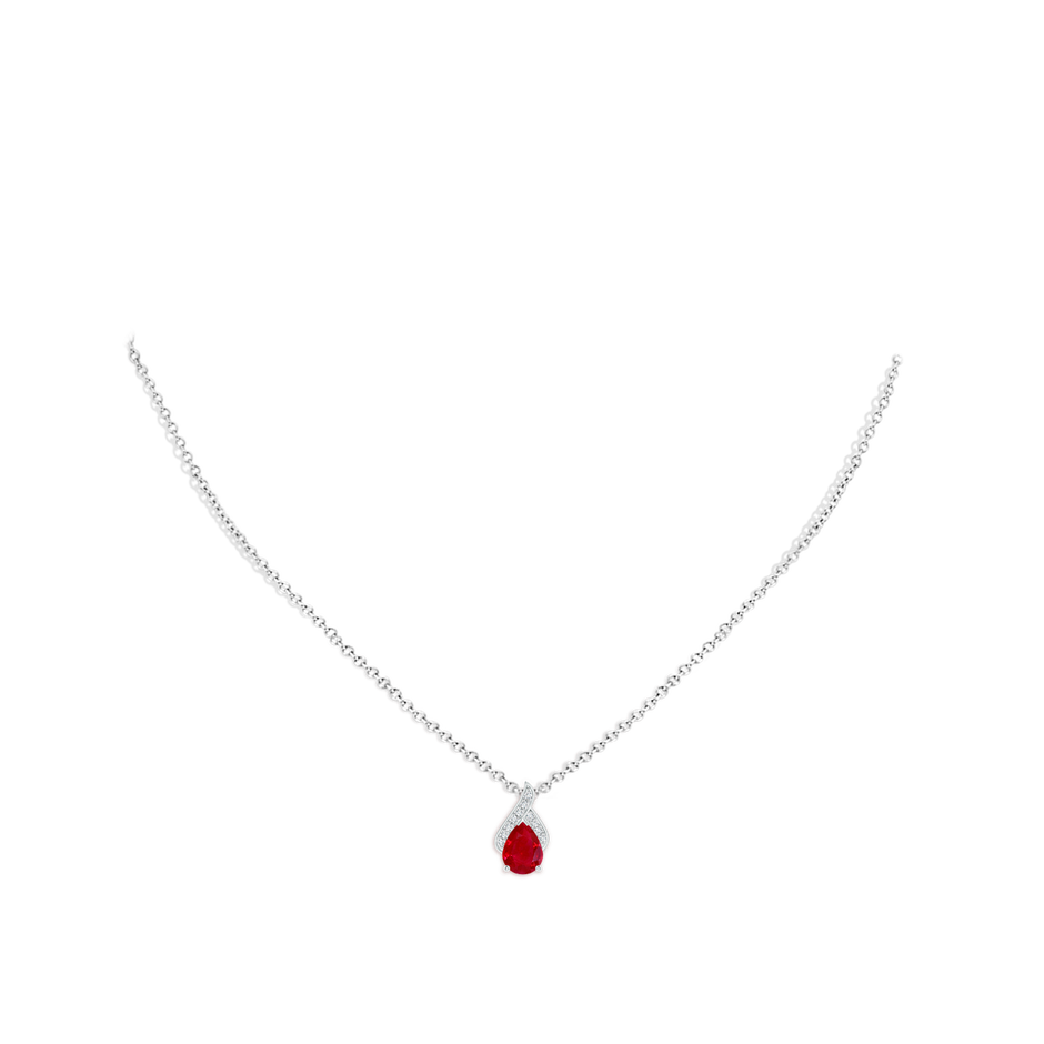8x6mm AAA Solitaire Pear-Shaped Ruby Flame Pendant in White Gold pen
