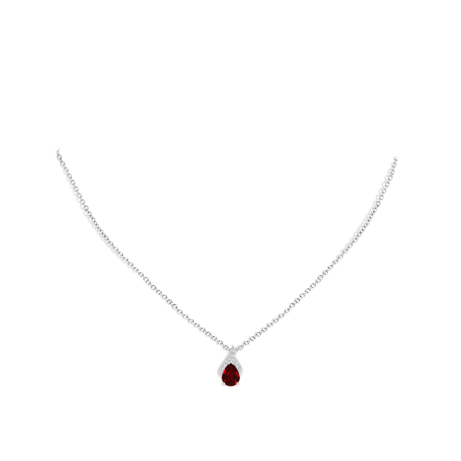 8x6mm AAAA Solitaire Pear-Shaped Ruby Flame Pendant in P950 Platinum pen