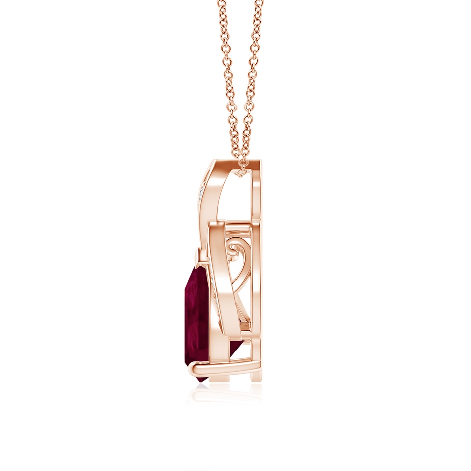 9x7mm A Solitaire Pear-Shaped Ruby Flame Pendant in Rose Gold side 199