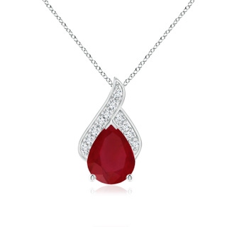 9x7mm AA Solitaire Pear-Shaped Ruby Flame Pendant in P950 Platinum